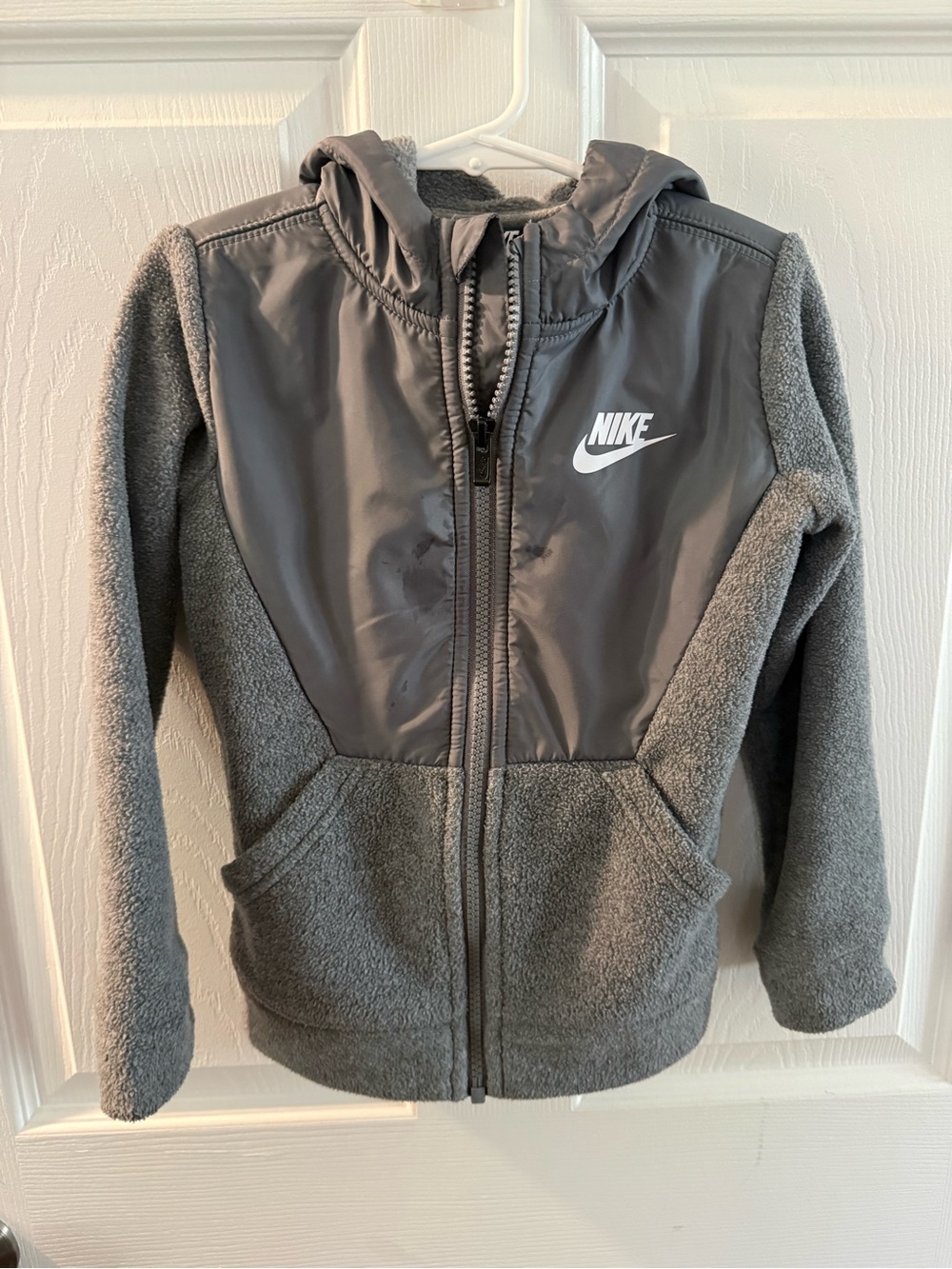 Nike Gray Hooded Zip Jacket with White Swoosh